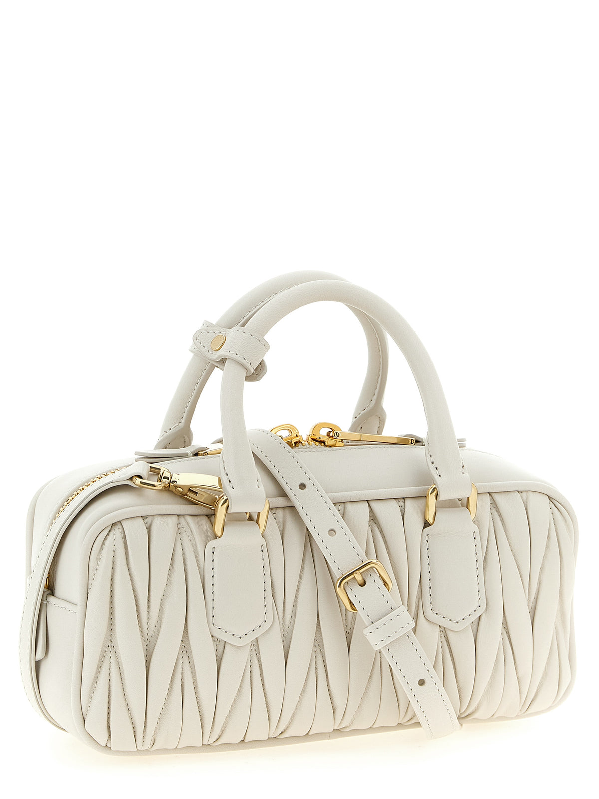 Discover the Miu Miu Arcadie White Leather Handbag, a masterpiece of Italian craftsmanship, blending elegance and functionality for the discerning individual.