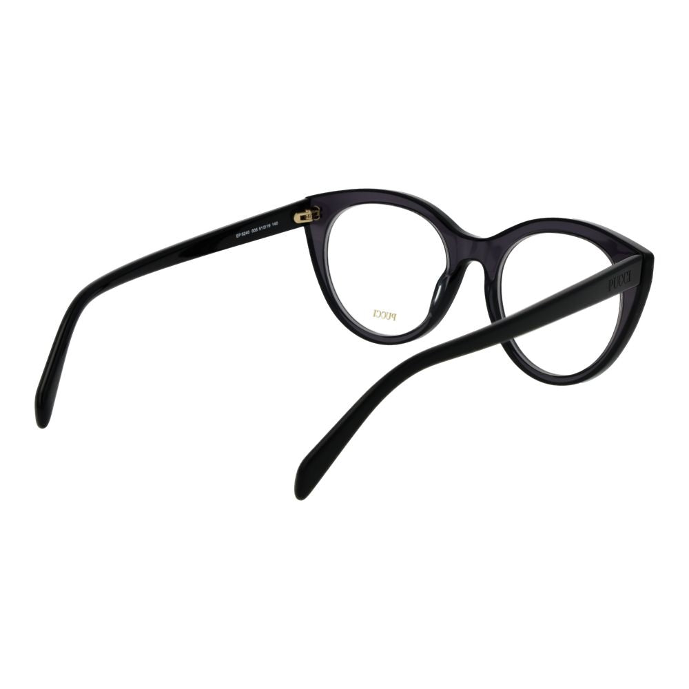 Indulge in the elegance of Emilio Pucci's Black Plastic Glasses, where timeless craftsmanship meets luxurious design, perfect for the discerning individual.