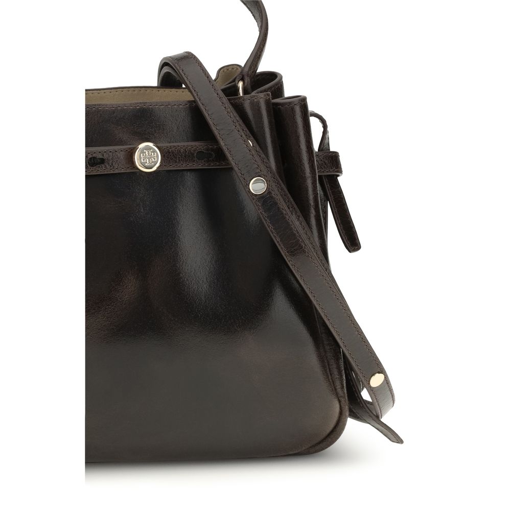 Discover the Tory Burch Brown Calf Leather Bos Taurus Backet Bag, a masterpiece of exquisite craftsmanship and timeless elegance, perfect for the discerning individual.