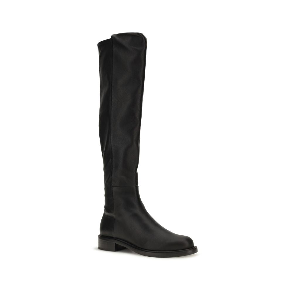 Elevate your wardrobe with the Gisele 5050 Knee-High Boots by Stuart Weitzman, crafted from luxurious black Napa leather for timeless sophistication and unmatched allure.