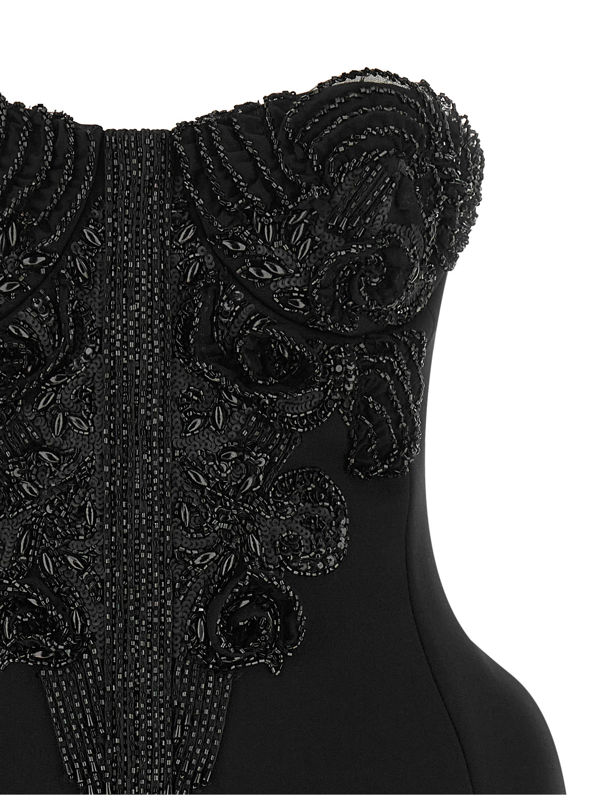 Experience the allure of the Elisabetta Franchi Black Polyester Short Dress, where exquisite craftsmanship meets luxurious design, perfect for unforgettable evenings.