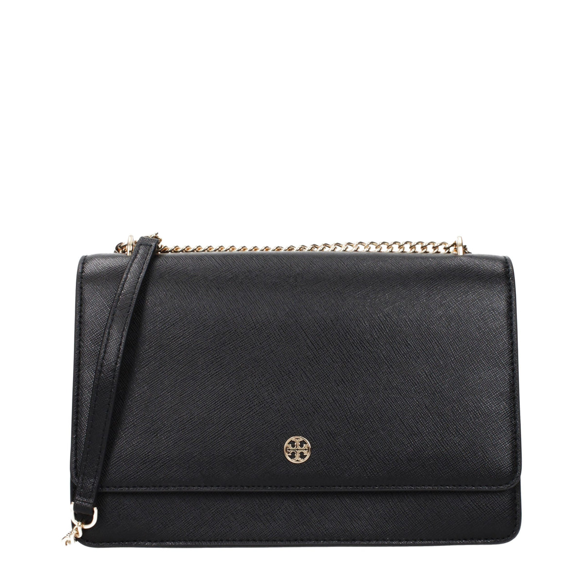Indulge in the Tory Burch Black Leather Crossbody Bag, a symbol of sophistication and elegance, designed for the discerning individual who embraces luxury.