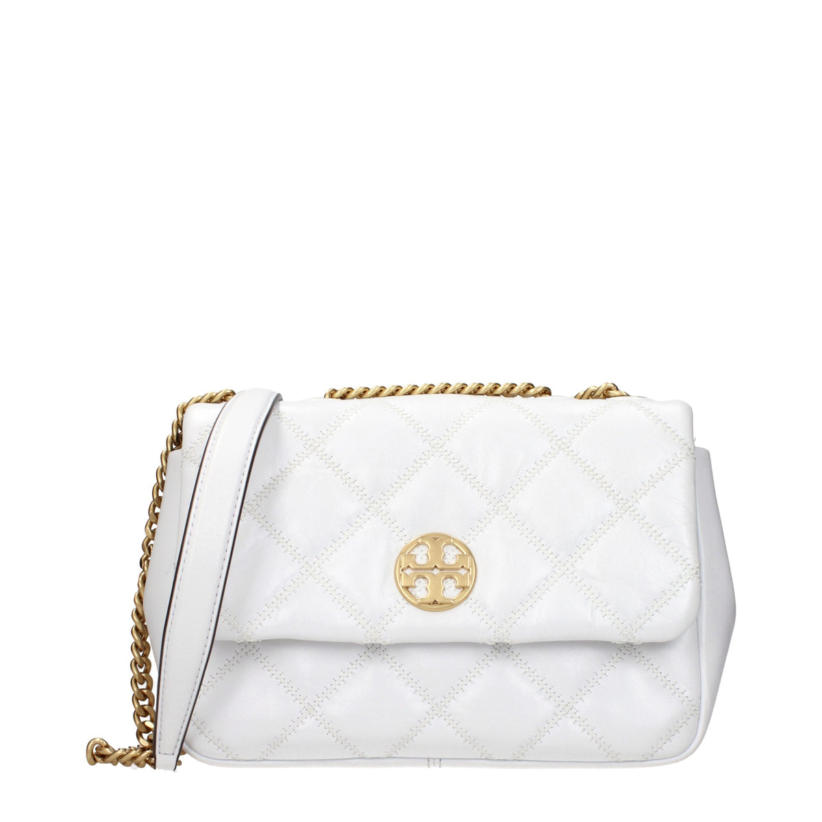Elevate your style with the Tory Burch White Leather Shoulder Bag, a timeless piece that embodies luxury and sophistication, perfect for the discerning individual.