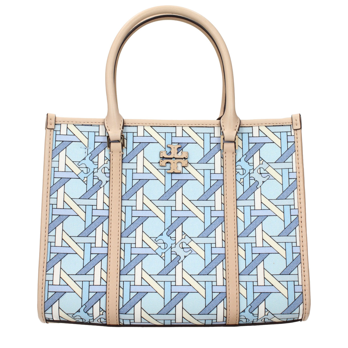 Elevate your style with the Tory Burch Light Blue Fabric Handbag, a masterpiece of design featuring exquisite craftsmanship and a timeless aesthetic for the discerning individual.