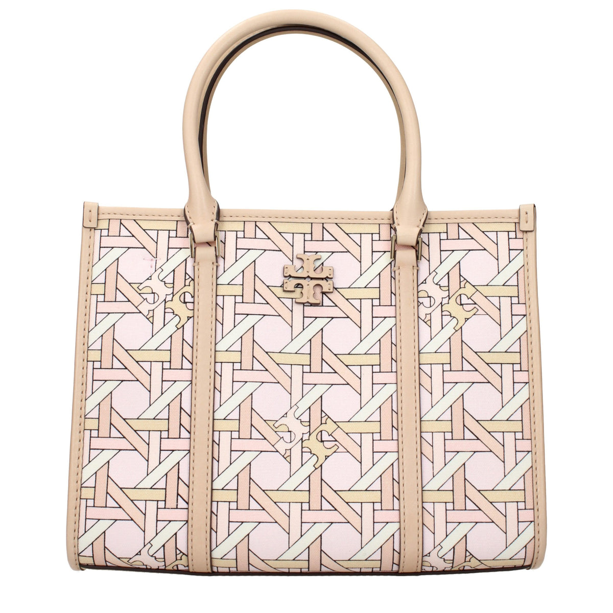 Indulge in the Tory Burch Pink Fabric Handbag, a masterpiece of elegant design and versatile luxury, perfect for those who appreciate refined craftsmanship and timeless style.
