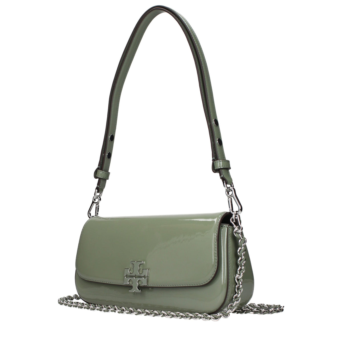 Indulge in the Tory Burch Green Leather Shoulder Bag, a testament to exquisite craftsmanship and timeless elegance, perfect for those who embody sophistication and allure.