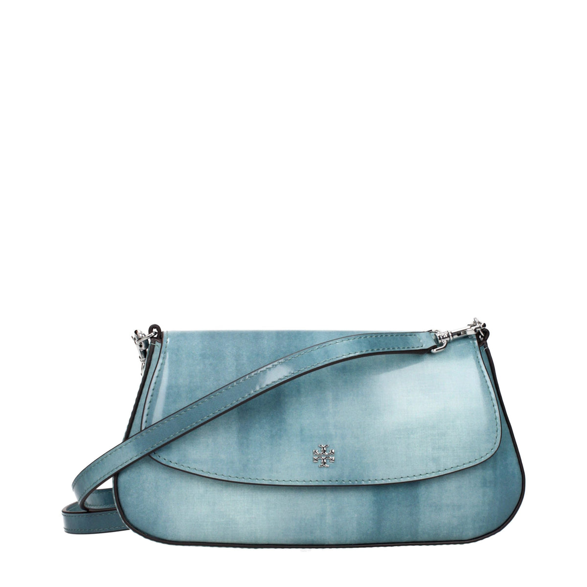 Elevate your style with the Tory Burch Blue Leather Crossbody Bag, a masterpiece of design and craftsmanship that embodies luxury and sophistication.