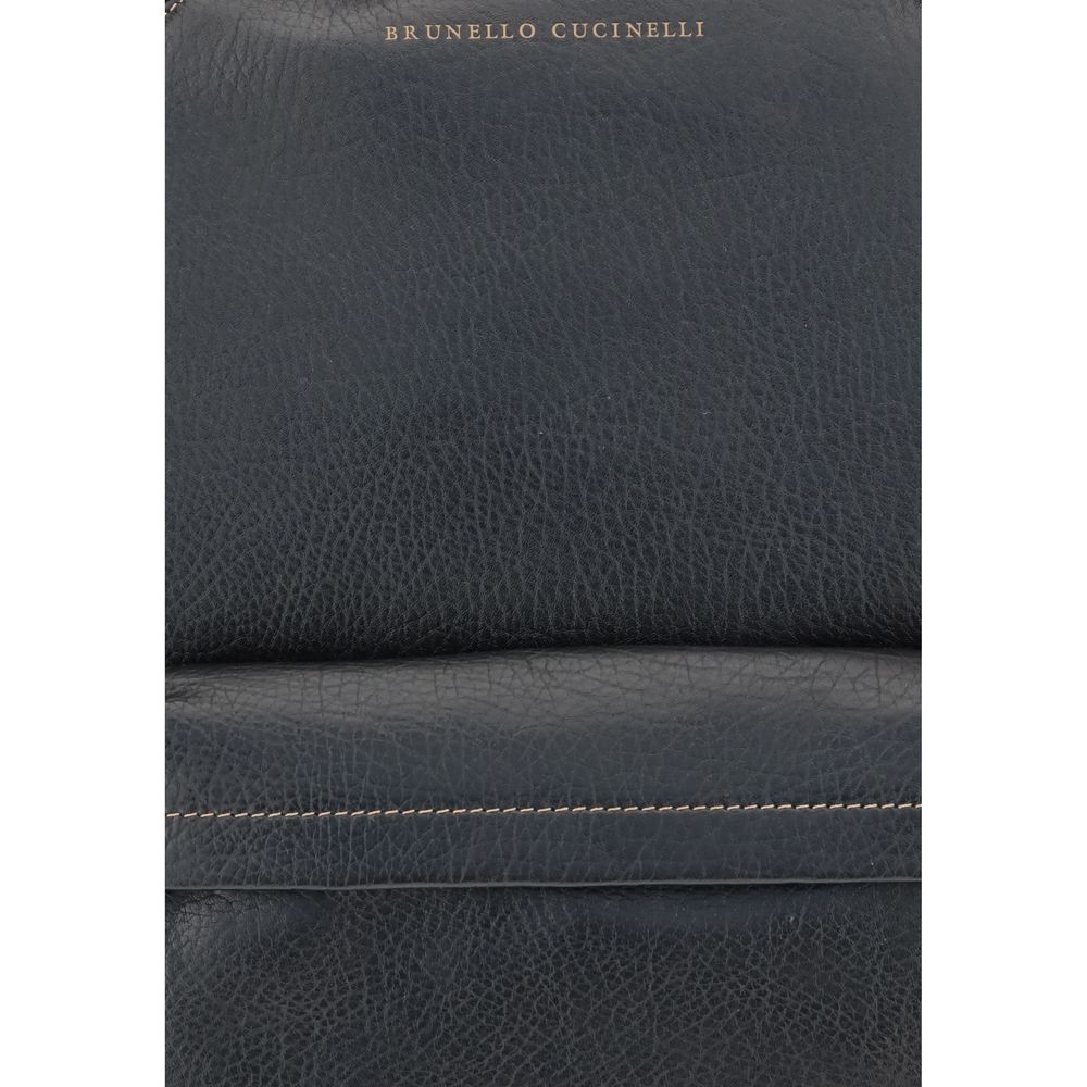 Elevate your style with the Brunello Cucinelli Black Calf Leather Bos Taurus Handbag, a symbol of exquisite craftsmanship and timeless elegance for discerning individuals.