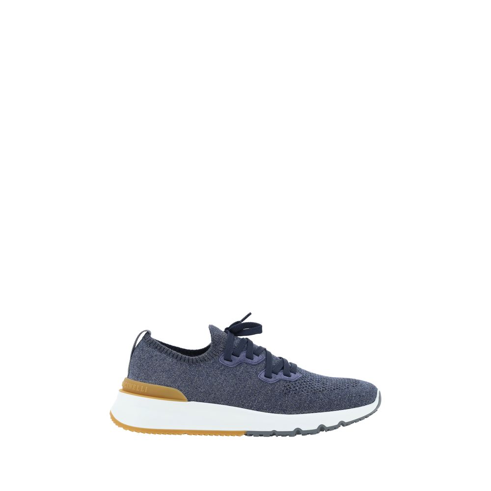 Elevate your style with Brunello Cucinelli's Blue Cotton Athletic Sneakers, where breathable mesh meets exquisite craftsmanship for a luxurious, comfortable fit.
