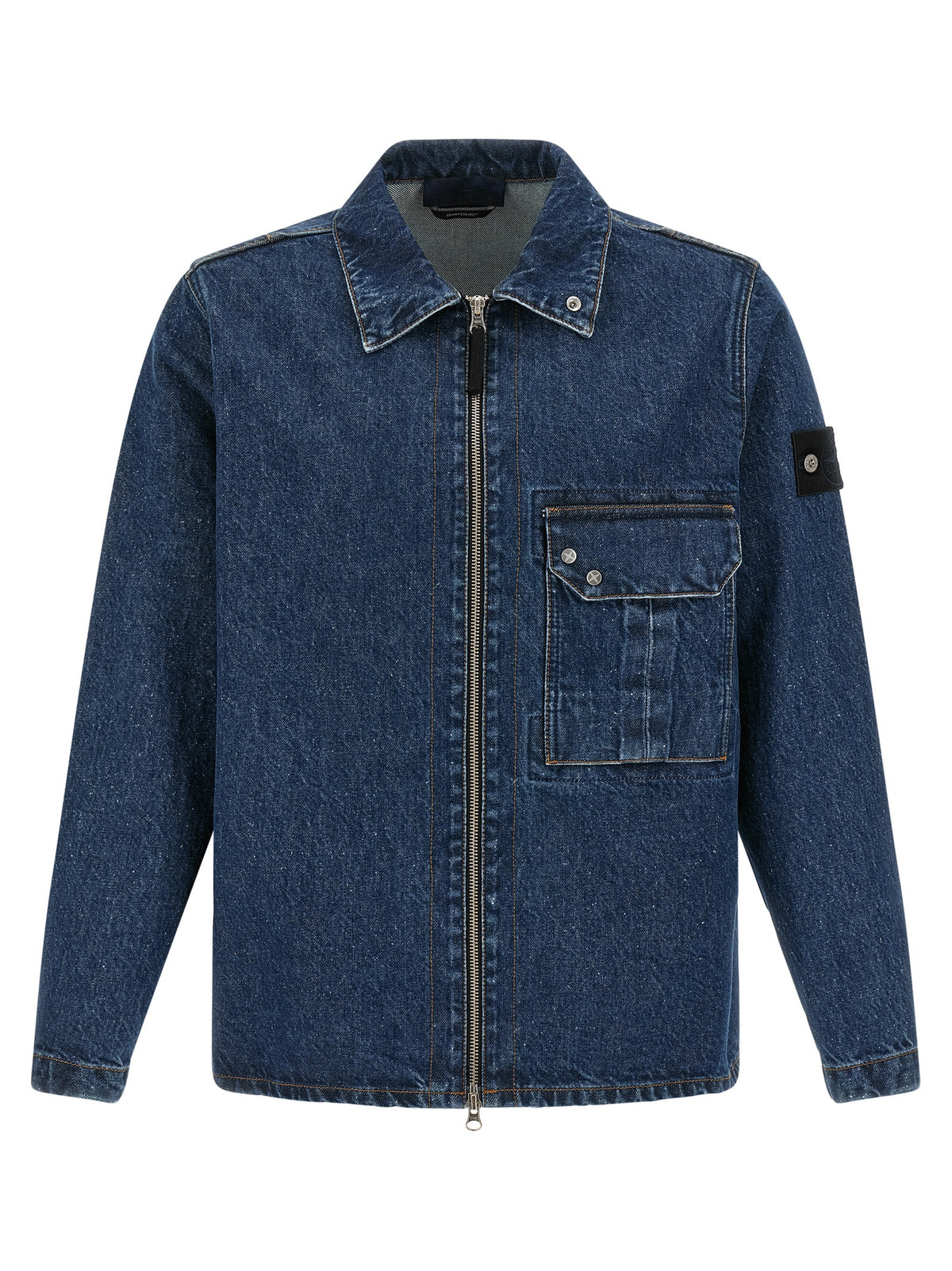 Elevate your wardrobe with the Stone Island Blue Cotton Blouse, a masterpiece of contemporary design and utilitarian elegance, crafted from premium lightweight denim.