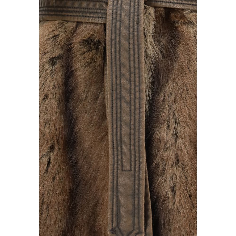 PINKO Brown Polyester Sleeveless Jacket