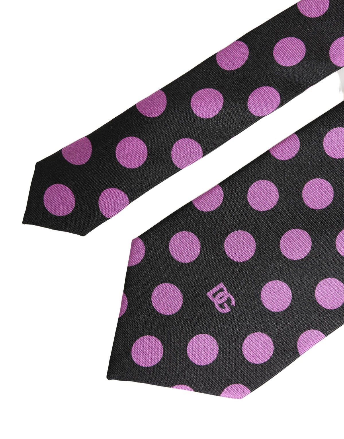 Dolce & Gabbana Men Dark Gray Polka Dot Silk Adjustable Necktie Tie