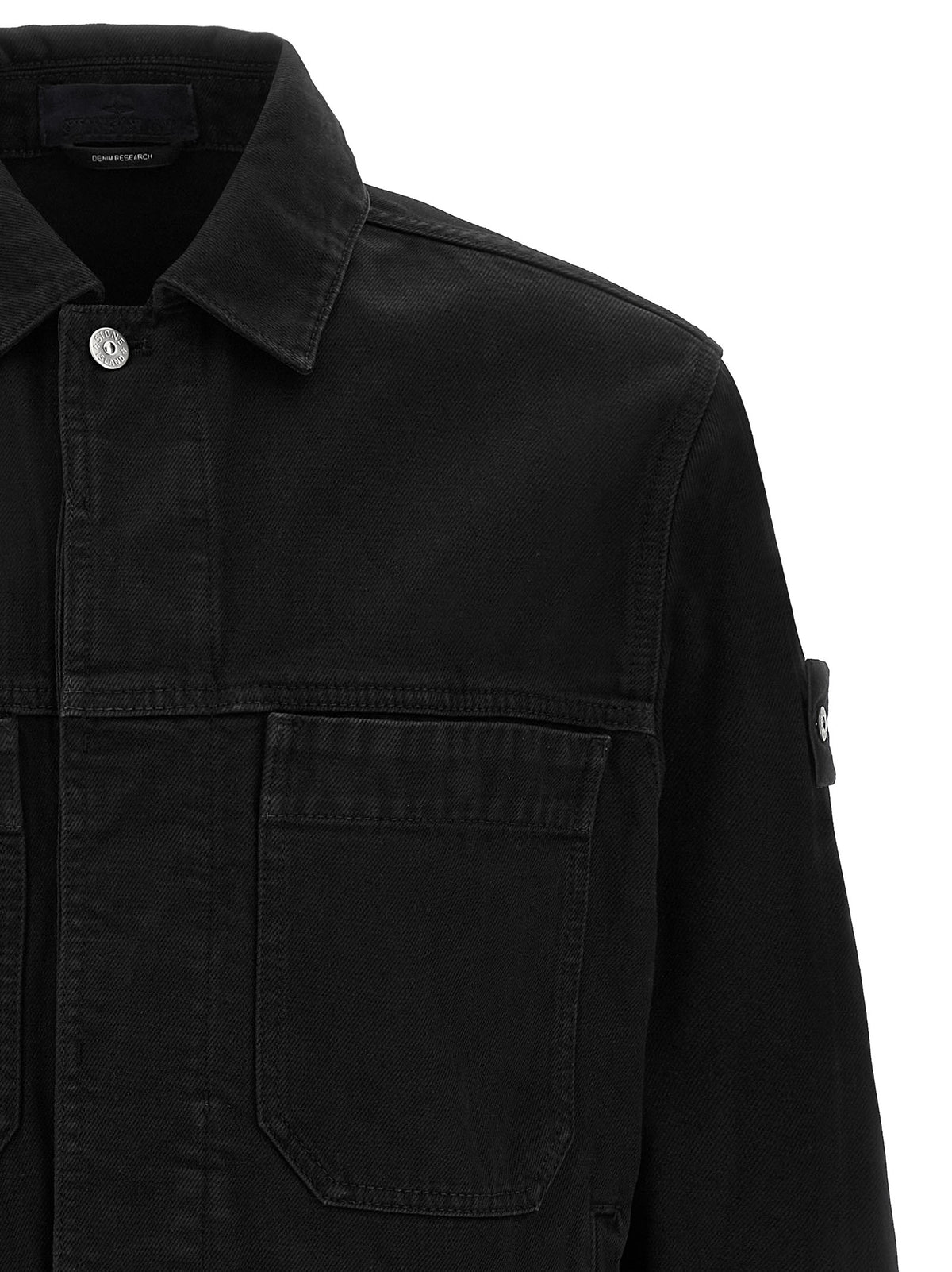Stone Island Black Cotton Denim Jacket - Timeless Luxury Statement