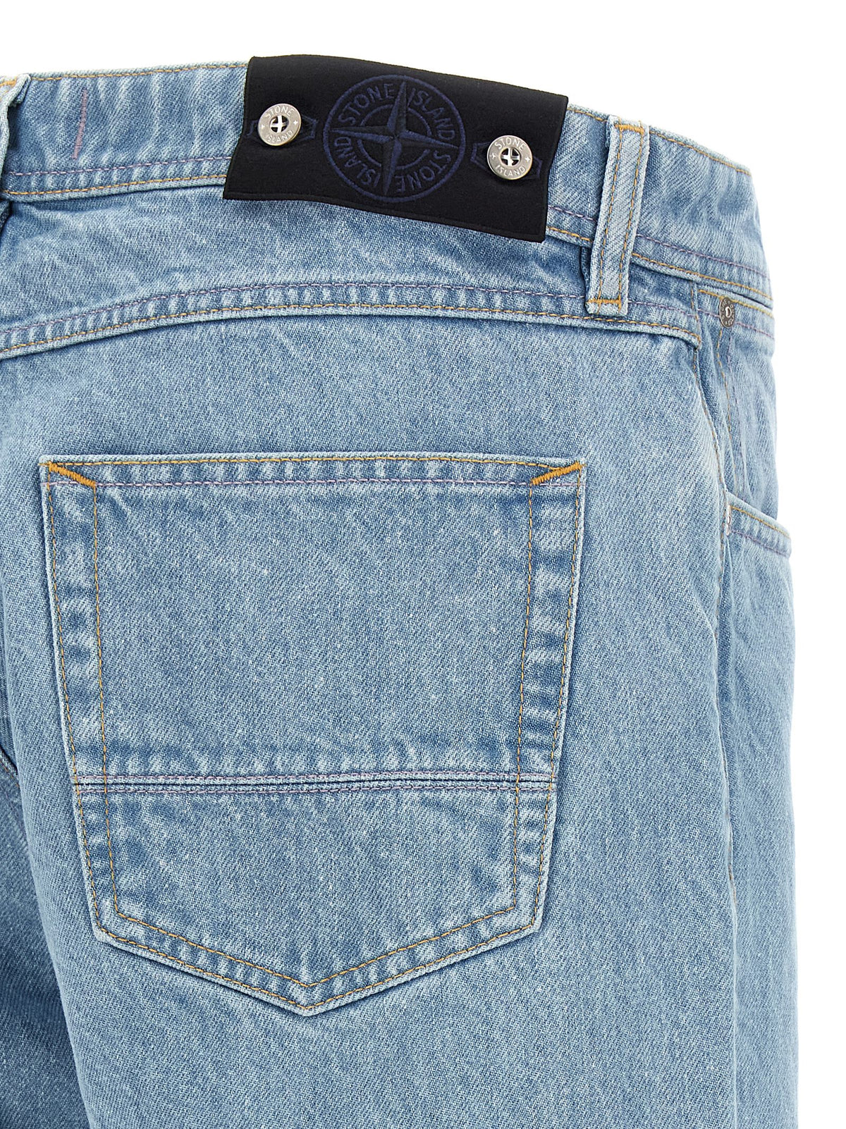 Stone Island Blue Cotton Straight-Leg Jeans - Luxury Denim Essentials