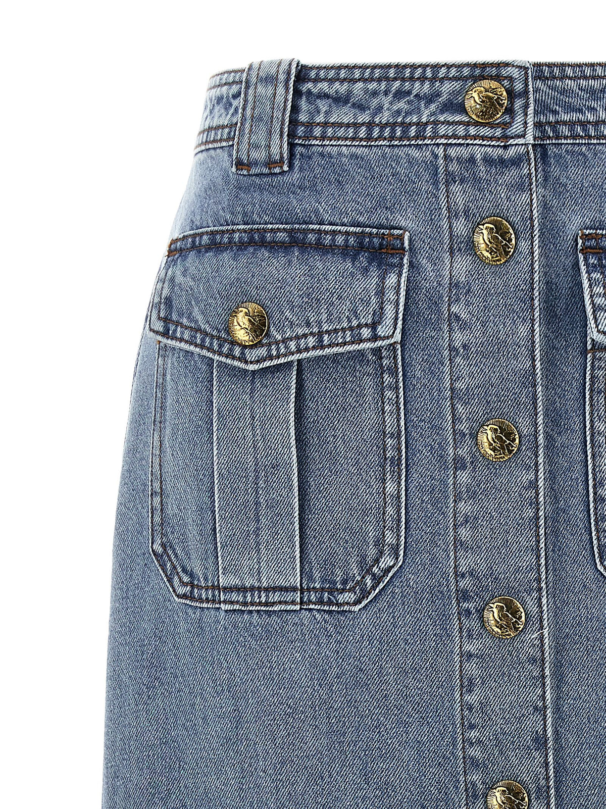 Zimmermann Blue Cotton Midi Skirt - Elevate Your Elegance