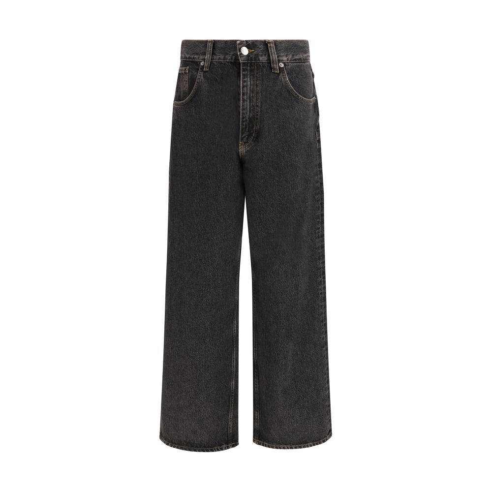 Sunflower Ultra-Wide Black Cotton Jeans – Luxury Denim Redefined