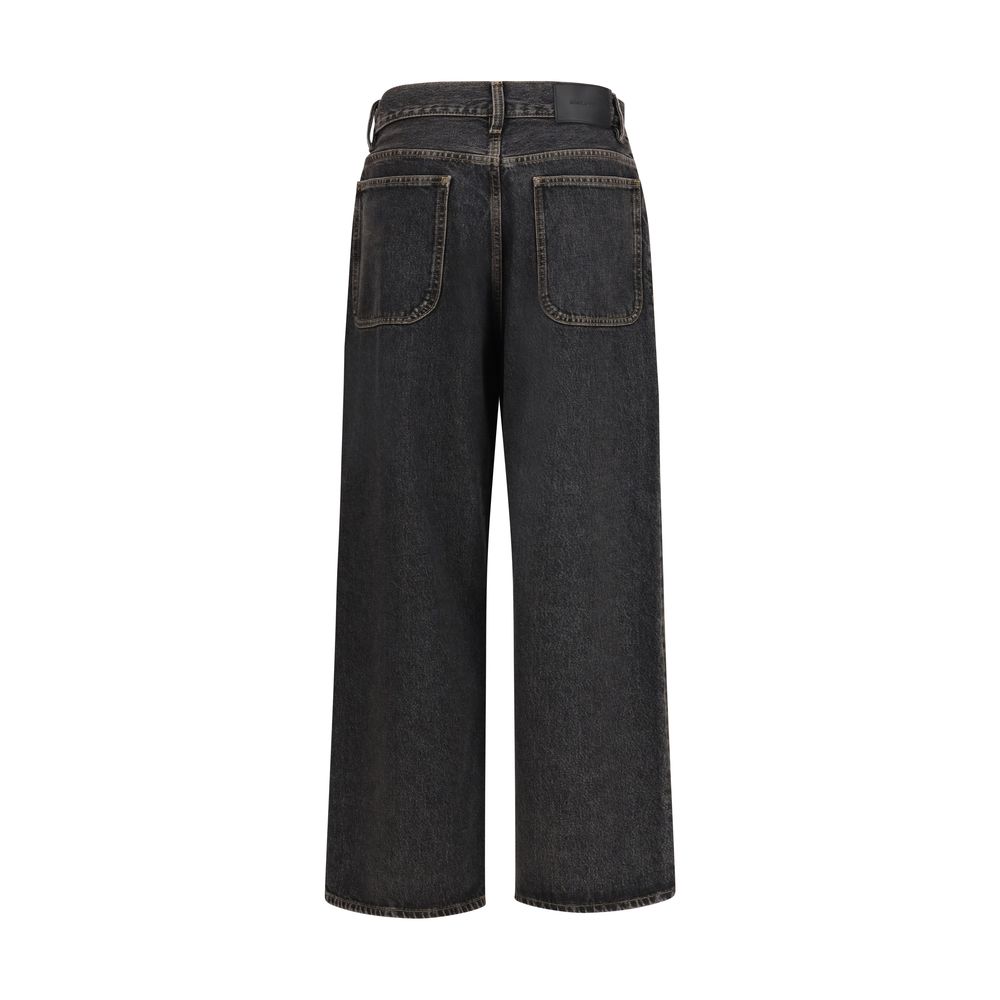 Sunflower Ultra-Wide Black Cotton Jeans – Luxury Denim Redefined