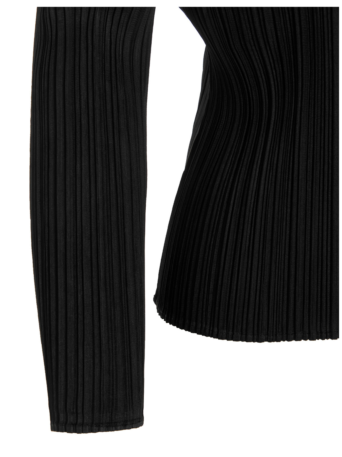 Discover the PLEATS PLEASE ISSEY MIYAKE Black Polyester Long Sleeve T-Shirt, a masterpiece of modern elegance crafted from luxurious fabric, embodying sophisticated artistry.