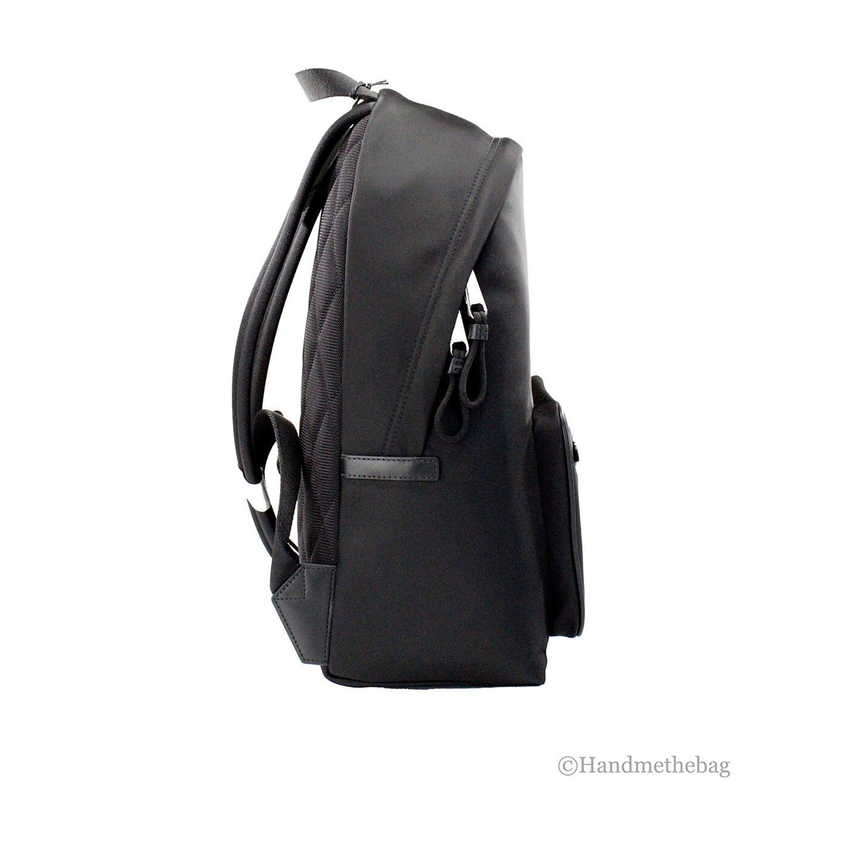 Indulge in the Burberry Abbeydale Branded Stamp Black Nylon Backpack, where timeless elegance meets modern functionality, perfect for the discerning individual.