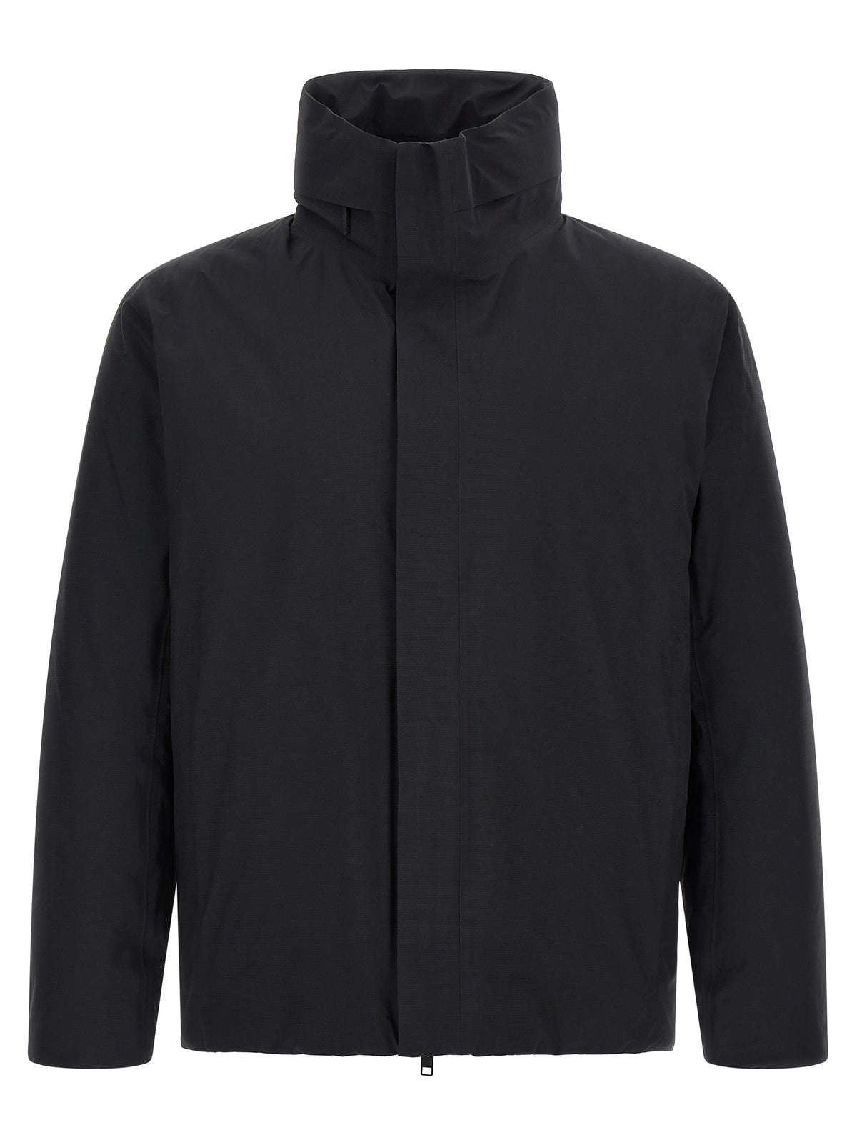 Discover the Arc'teryx Veilance Black Nylon Shell Jacket, a masterful blend of modern design and functionality, crafted from premium GORE-TEX® PRO fabric for the discerning urban adventurer.