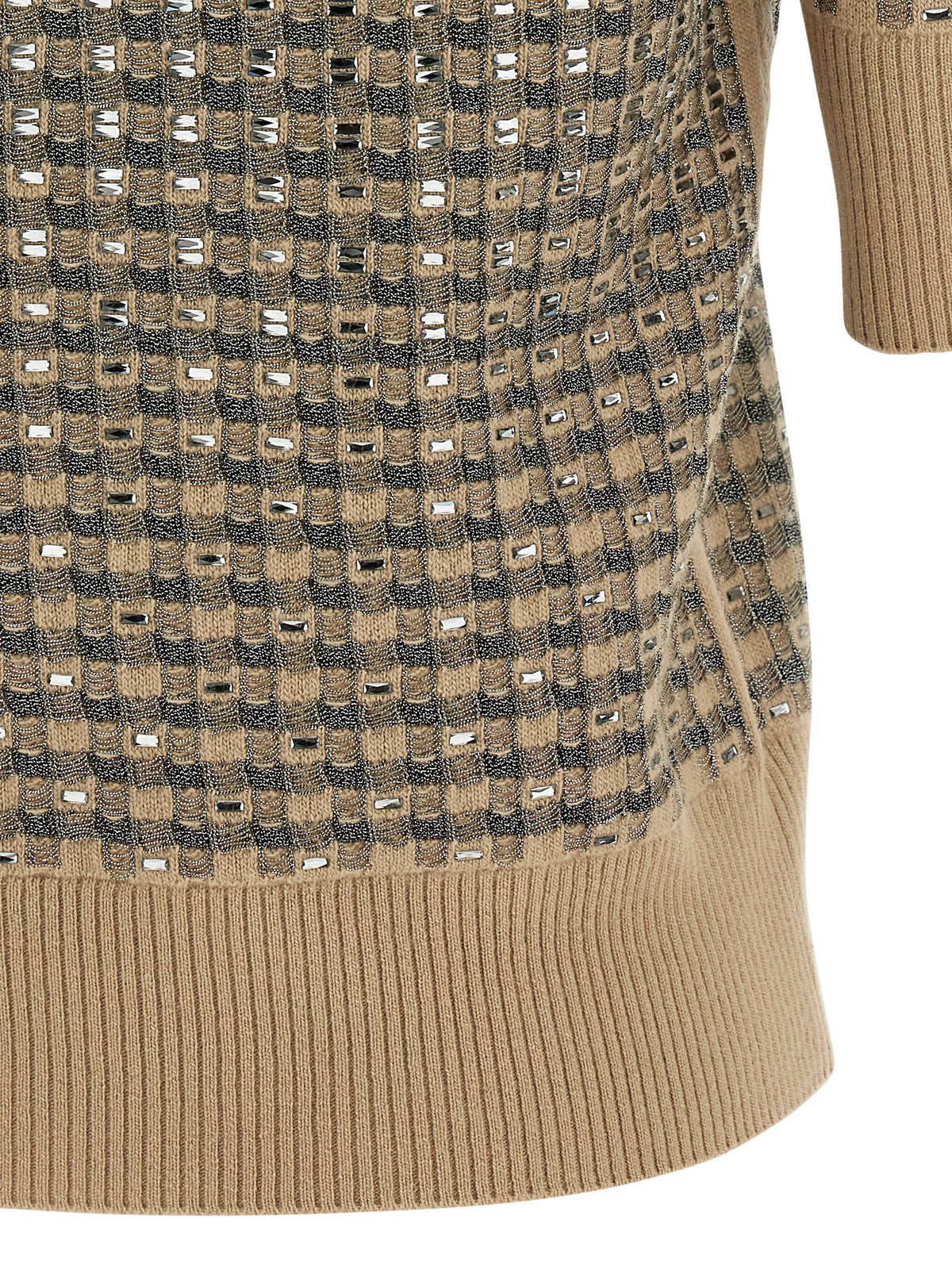 Elevate your wardrobe with the Ermanno Scervino Beige Virgin Wool Sweatshirt, a luxurious blend of virgin wool and cashmere, embodying timeless elegance and exquisite craftsmanship.