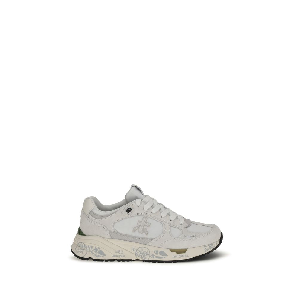 Step into a realm of sophistication with Premiata's White Polyamide Chunky Sneakers, where exquisite craftsmanship meets contemporary elegance, perfect for the discerning fashionista.