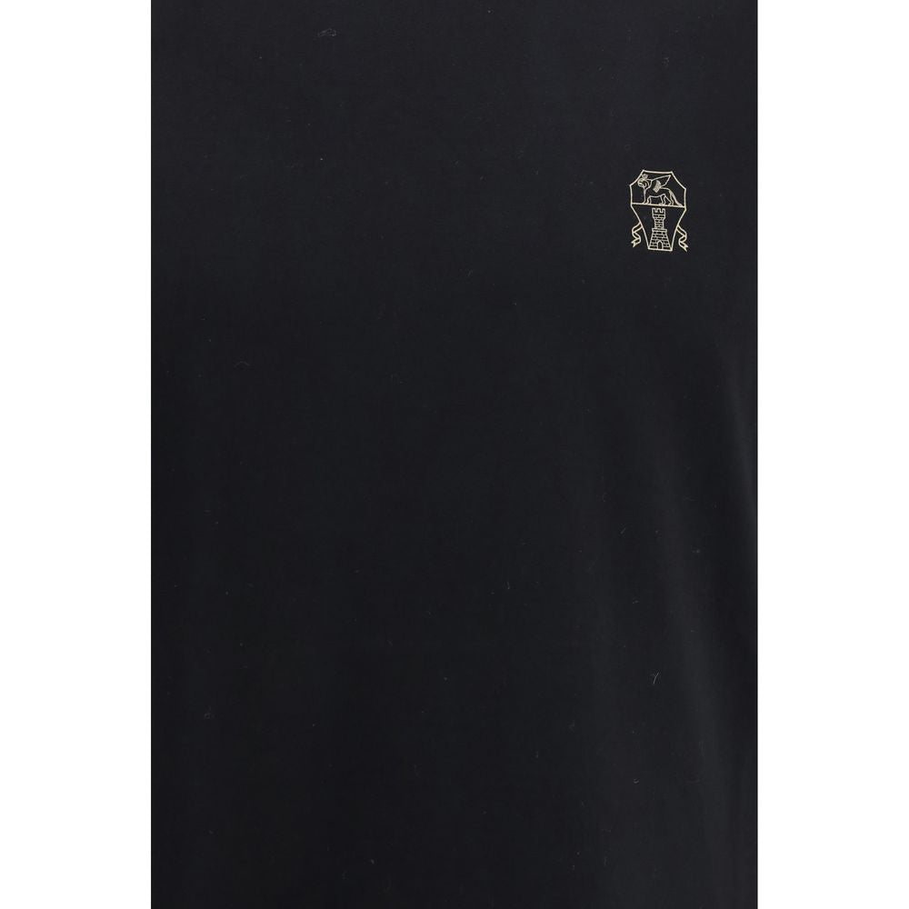 Elevate your wardrobe with the Brunello Cucinelli Black Cotton T-Shirt, a masterpiece of 100% cotton that embodies timeless elegance and sophisticated style for discerning individuals.
