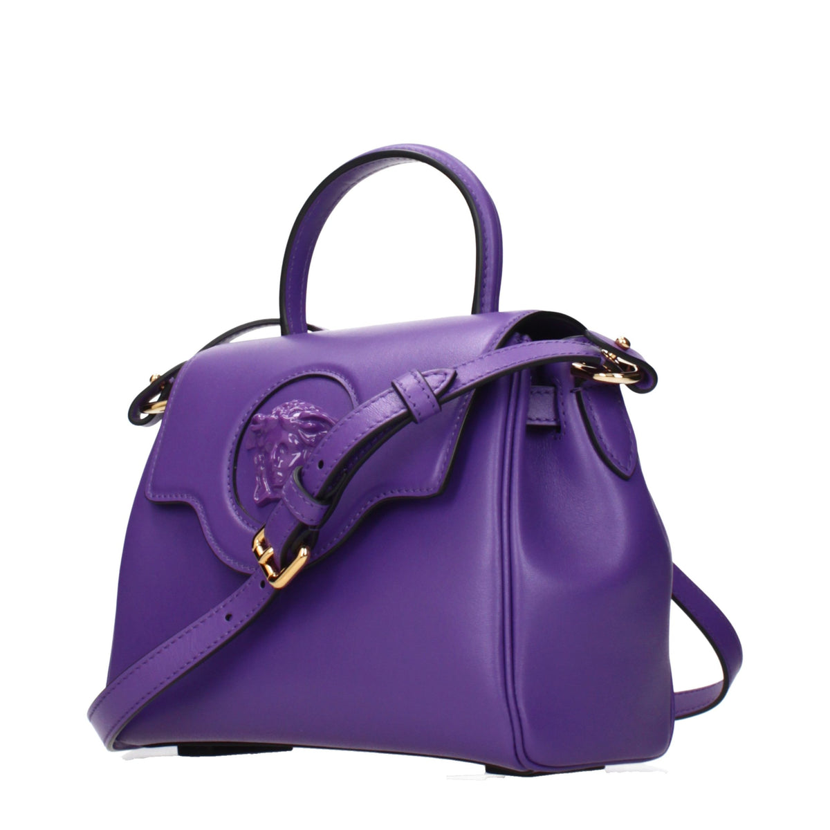 Experience the allure of the Versace Purple Leather Handbag, a symbol of luxury and sophistication, crafted for those who embrace elegance and timeless style.