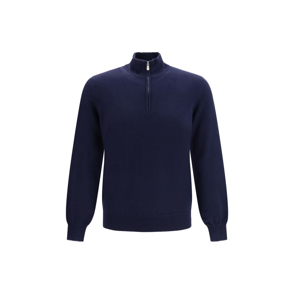 Elevate your wardrobe with the Brunello Cucinelli Blue Cashmere Sweater, a masterpiece of exquisite craftsmanship and timeless elegance, perfect for any discerning individual.