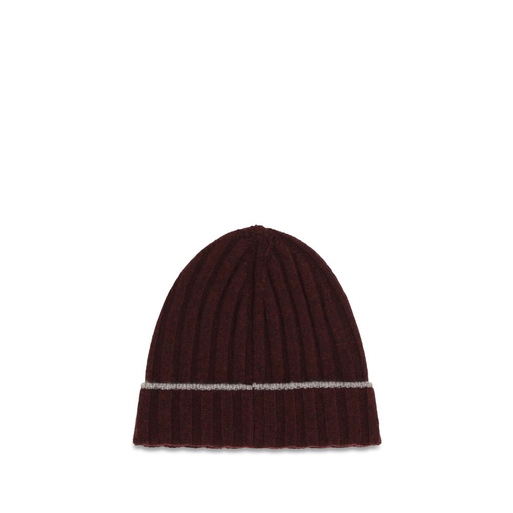 Indulge in the exquisite Brunello Cucinelli Bordeaux Cashmere Beanie, a luxurious winter accessory crafted from fine cashmere, embodying timeless elegance and sophistication.