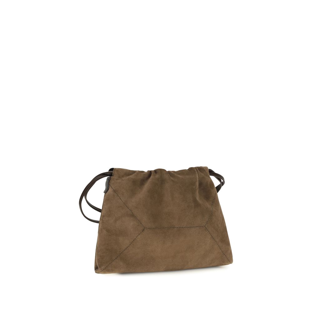 Indulge in the exquisite Brunello Cucinelli Brown Calf Leather Bos Taurus Shoulder Bag, a masterpiece of luxury craftsmanship that elevates your style with timeless elegance.