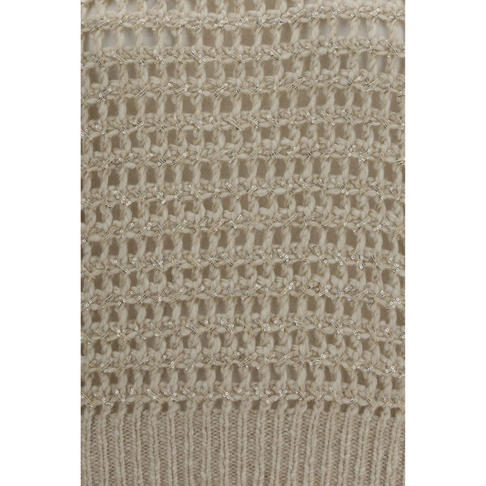 Indulge in the Brunello Cucinelli Beige Wool Oves Aries Sweatshirt, a luxurious blend of Wool Ovis Aries and Kashmir, embodying effortless elegance and sophisticated allure.