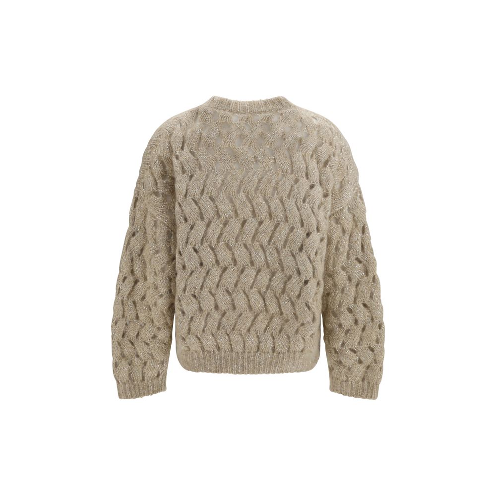 Indulge in the Brunello Cucinelli Beige Mohair Sweatshirt, a masterpiece of luxurious mohair and intricate design, embodying timeless elegance for the discerning individual.