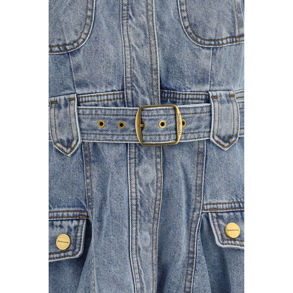 Zimmermann Blue Cotton Utility Mini Dress - Effortless Elegance