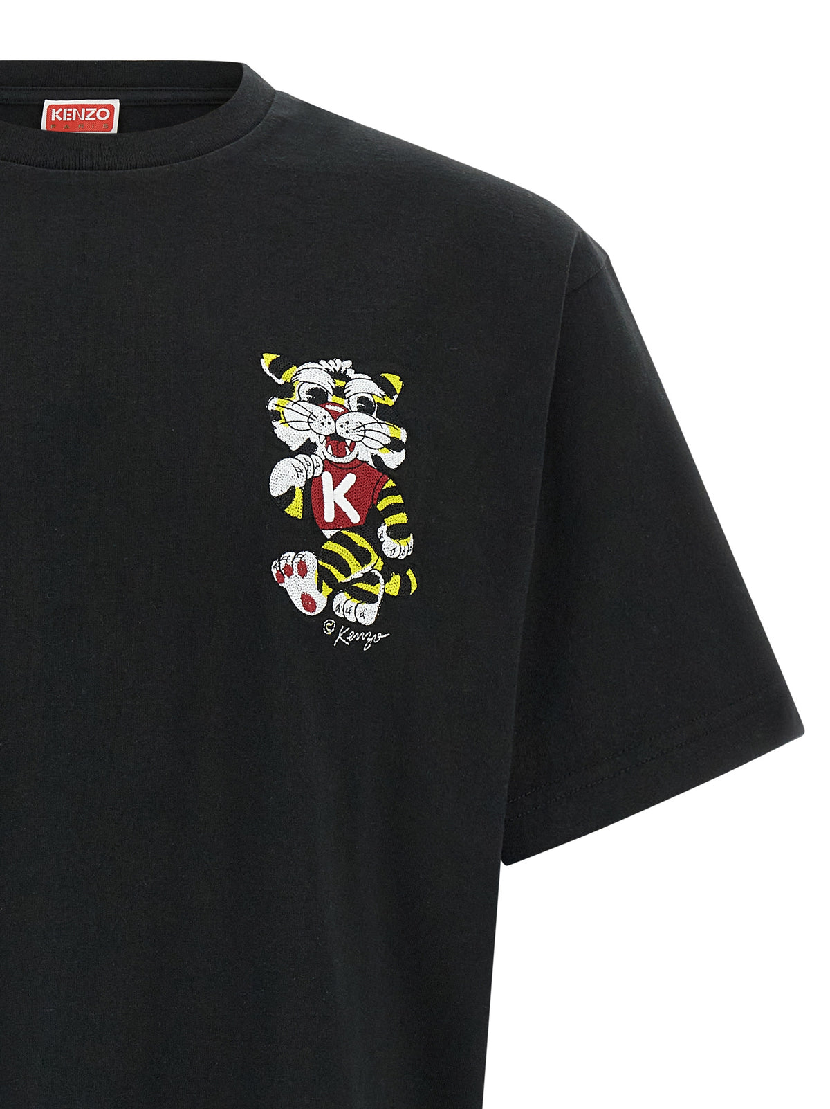 KENZO Wild Tiger Embroidered T-Shirt - Luxe Black Cotton Fashion