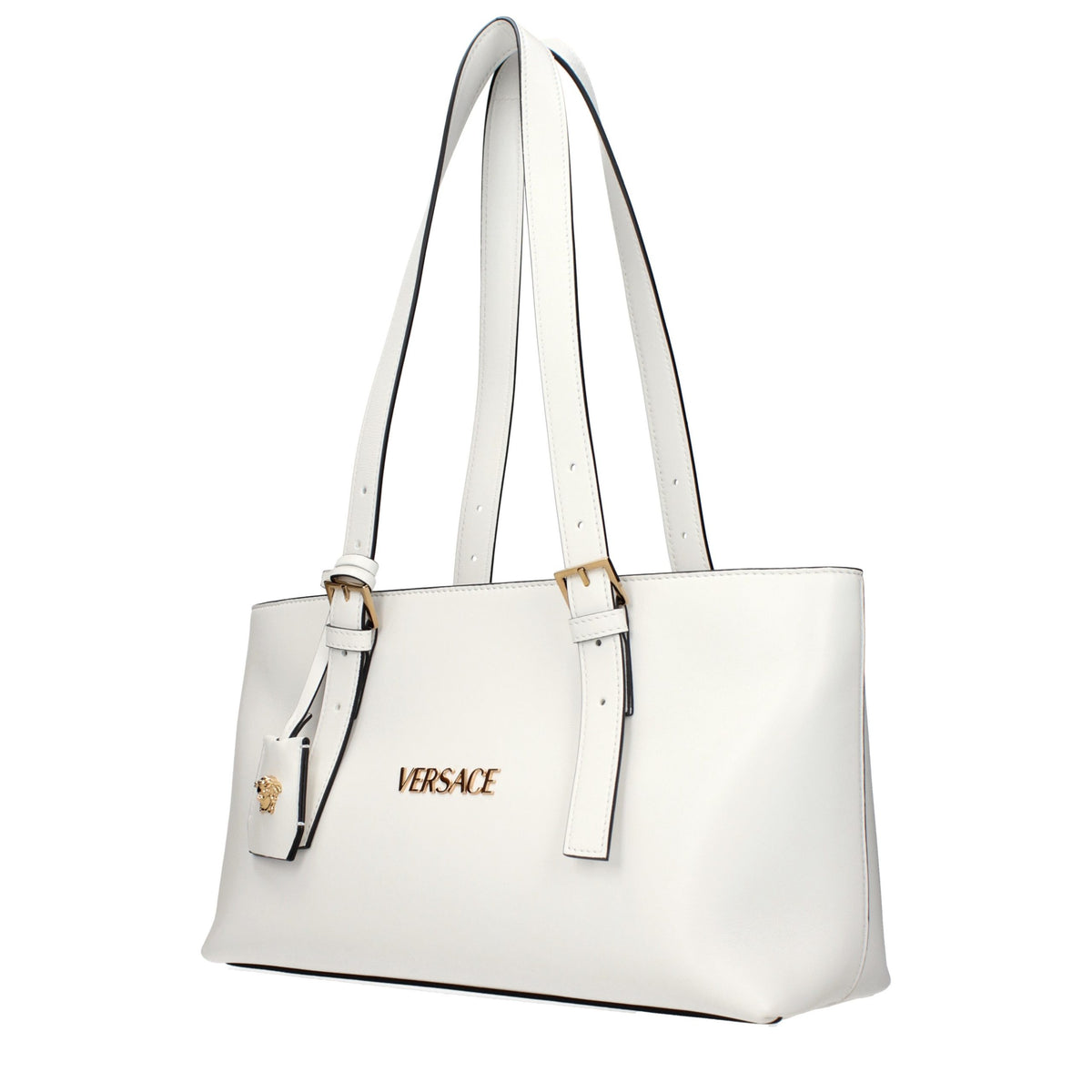 Versace White Leather Shoulder Bag - Timeless Luxury Elegance