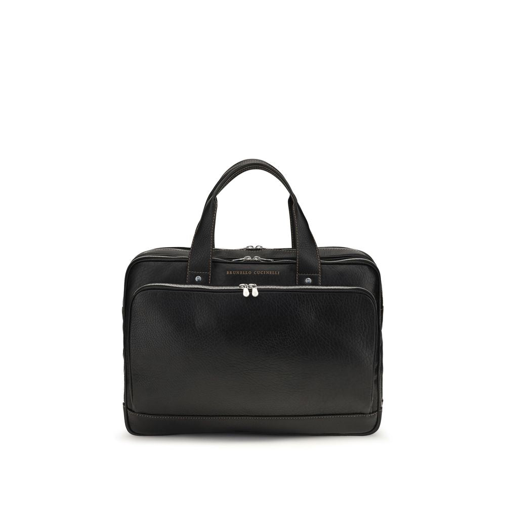 Brunello Cucinelli Black Calf Leather Handbag for Timeless Elegance