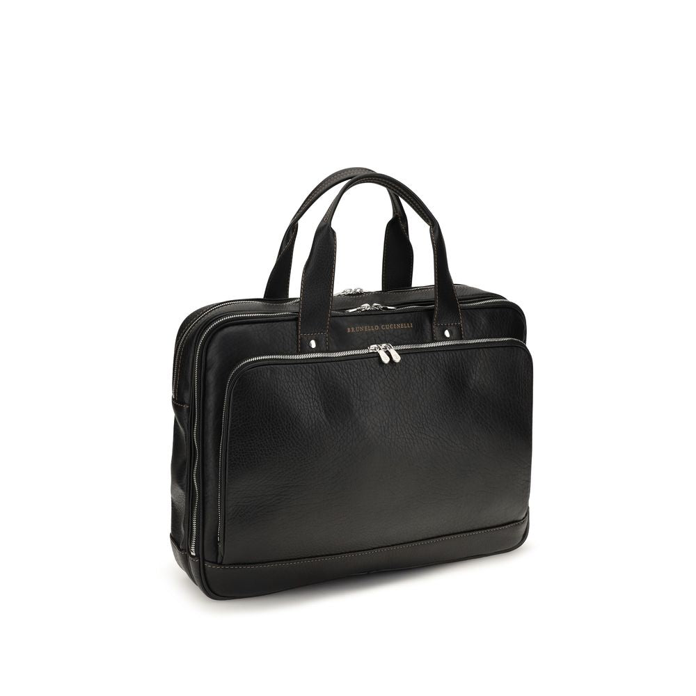 Brunello Cucinelli Black Calf Leather Handbag for Timeless Elegance
