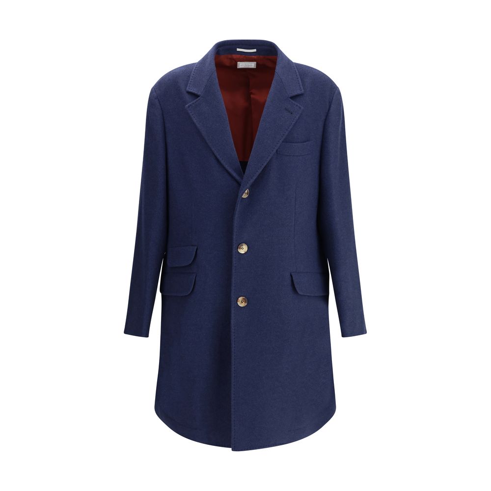 Brunello Cucinelli Blue Cashmere Coat - Timeless Luxury Elegance