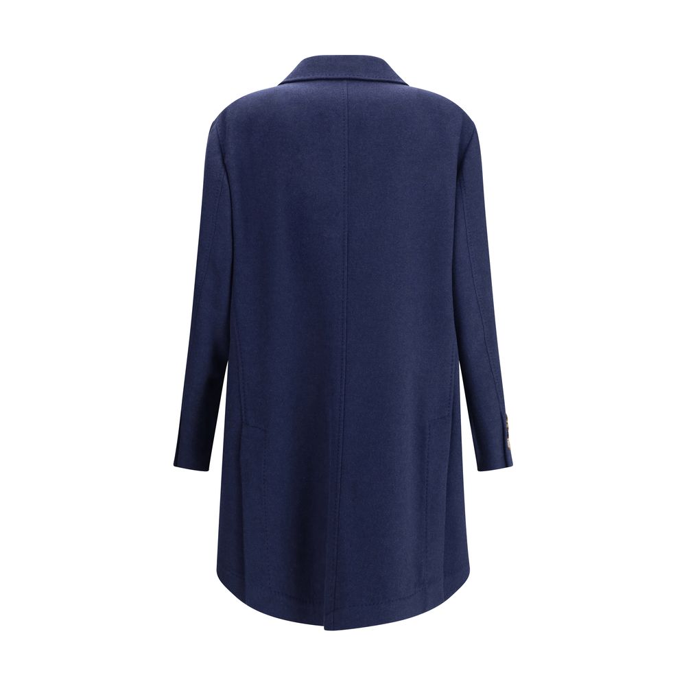 Brunello Cucinelli Blue Cashmere Coat - Timeless Luxury Elegance