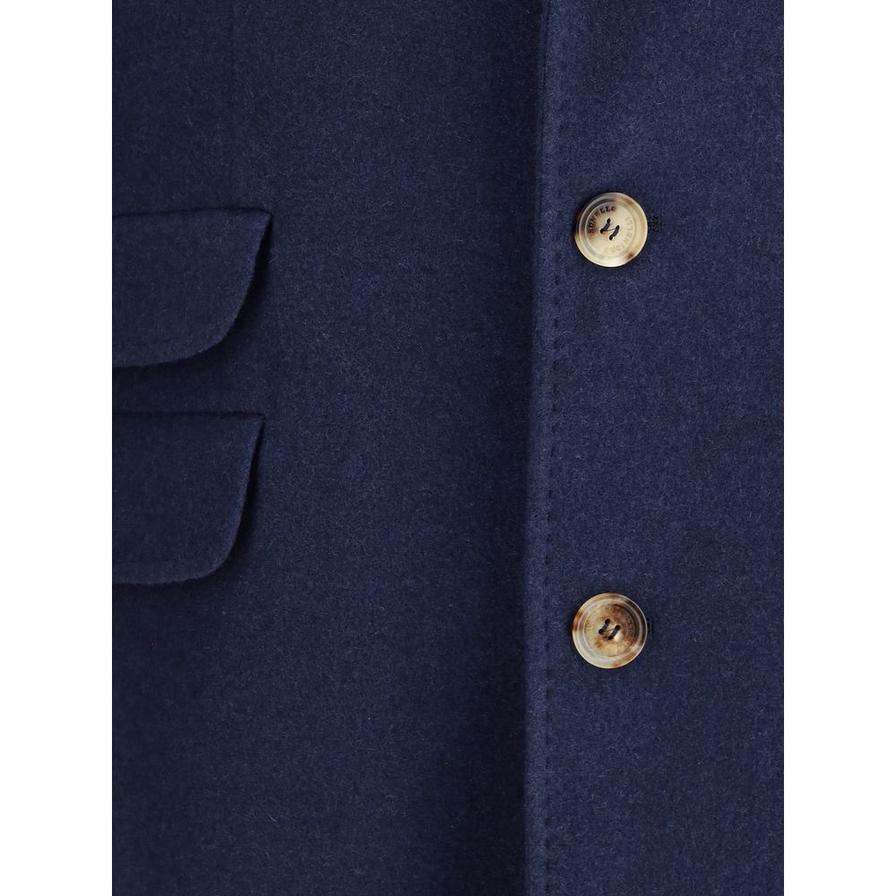Brunello Cucinelli Blue Cashmere Coat - Timeless Luxury Elegance