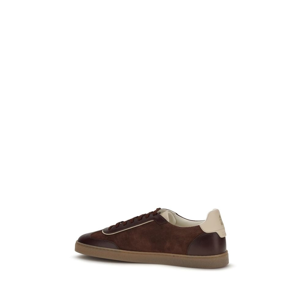 Brunello Cucinelli Bordeaux Calf Leather Low Top Sneakers