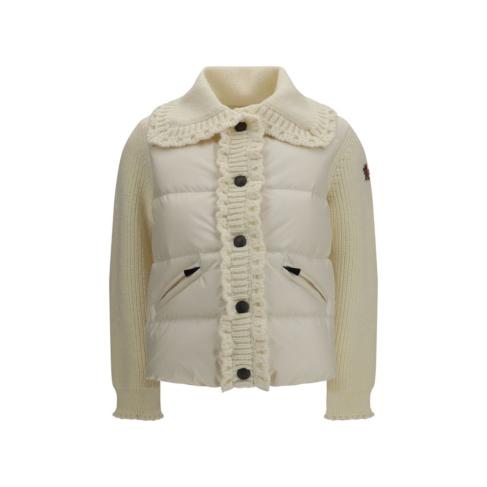 Moncler Grenoble Beige Wool-Blend Cardigan for Elevated Elegance