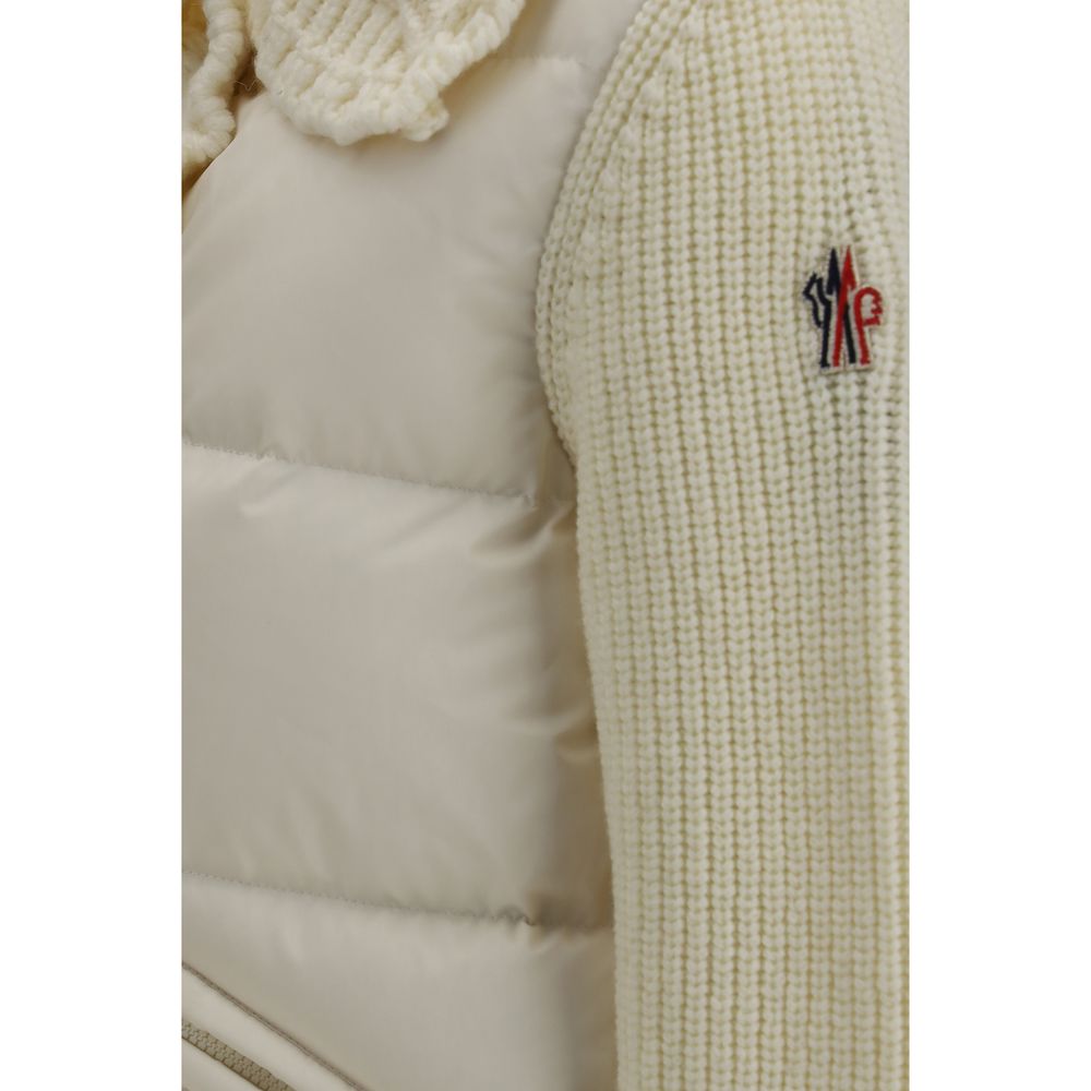 Moncler Grenoble Beige Wool-Blend Cardigan for Elevated Elegance