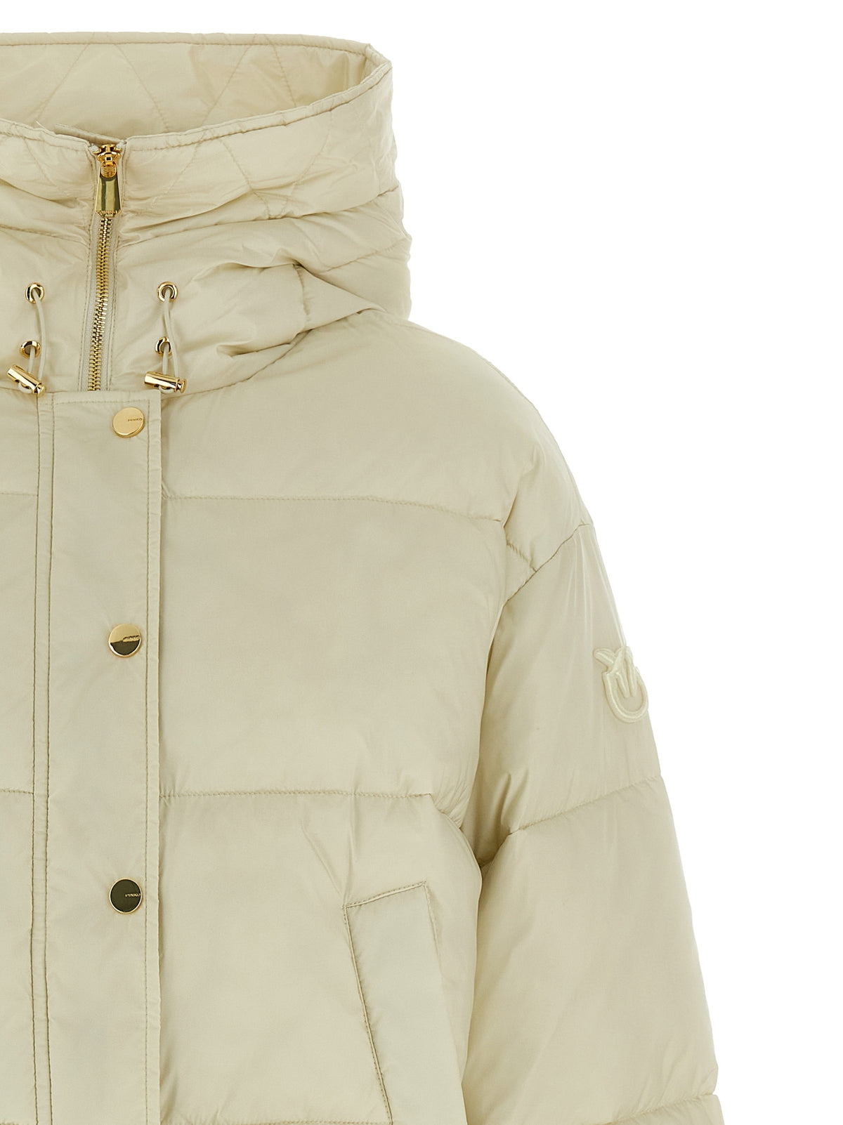 Elevate your wardrobe with the PINKO White Polyamide Full-Length Jacket, a masterpiece of luxurious craftsmanship and contemporary elegance, designed for the discerning individual.