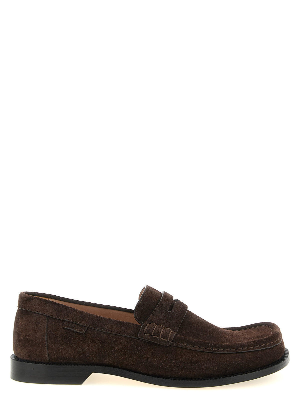 Elevate your style with Loewe's Brown Calfskin Slip-On Loafers, a masterpiece of Italian craftsmanship, merging luxury and comfort for the discerning individual.