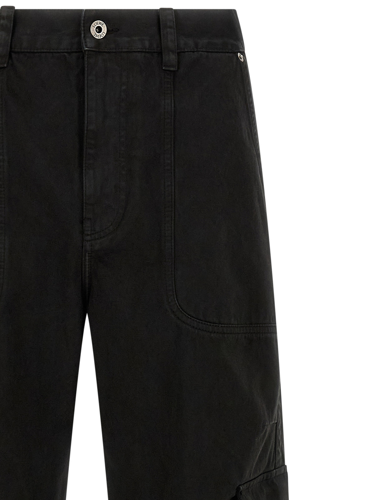Experience the allure of Loewe Black Cotton Cargo Pants, where exquisite craftsmanship meets effortless elegance, perfect for the discerning individual who values luxury.