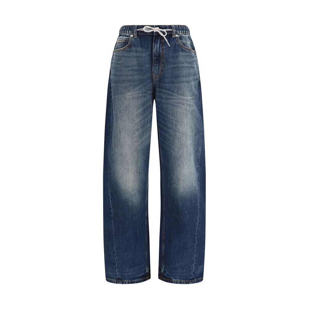 Discover the allure of Alexander Wang's Blue Cotton Relaxed Fit Jeans, crafted from 100% premium cotton, embodying contemporary luxury with a glossy finish and elegant silhouette.