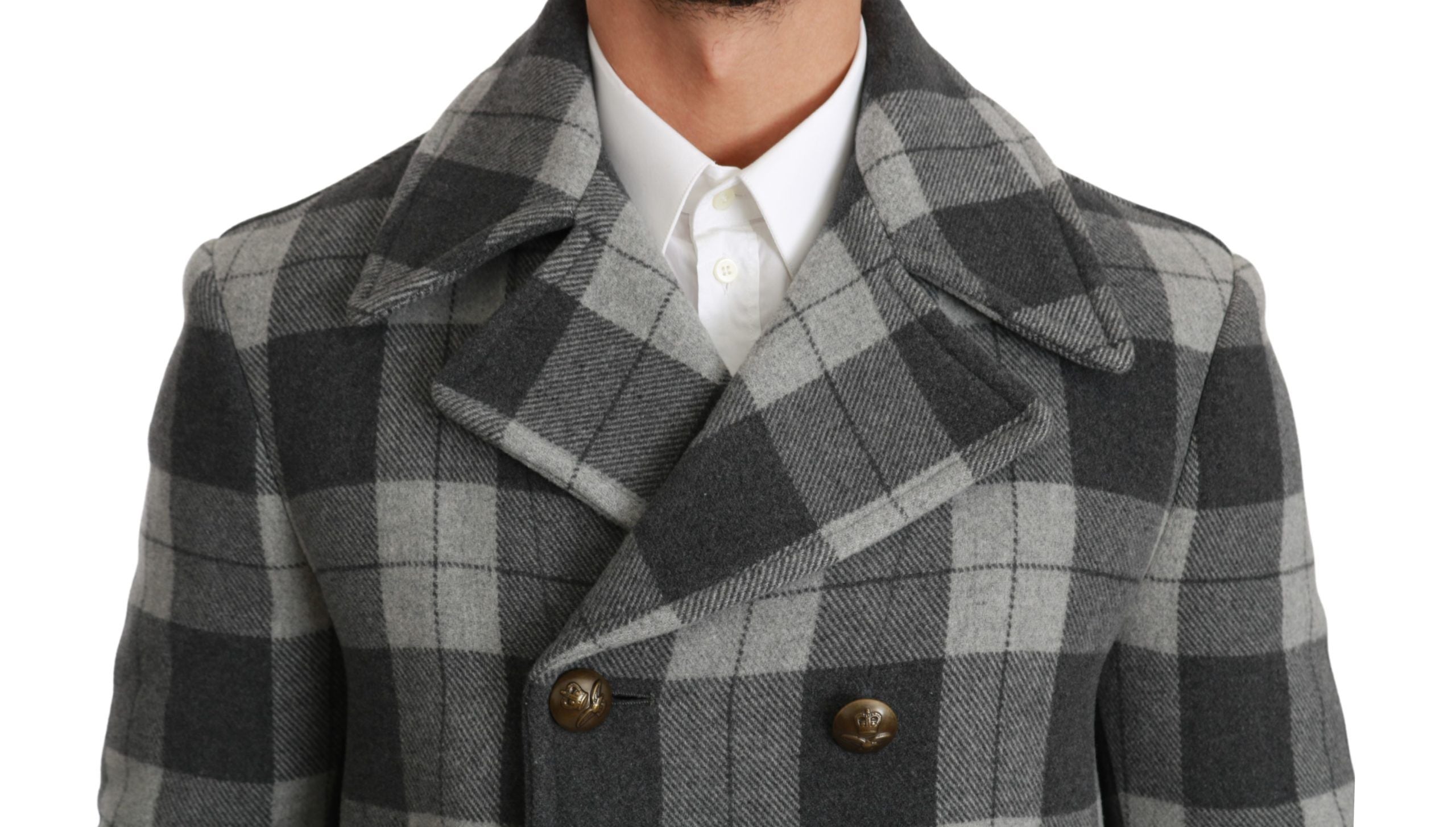 Dolce & Gabbana Gray Check Wool Cashmere Coat Jacket