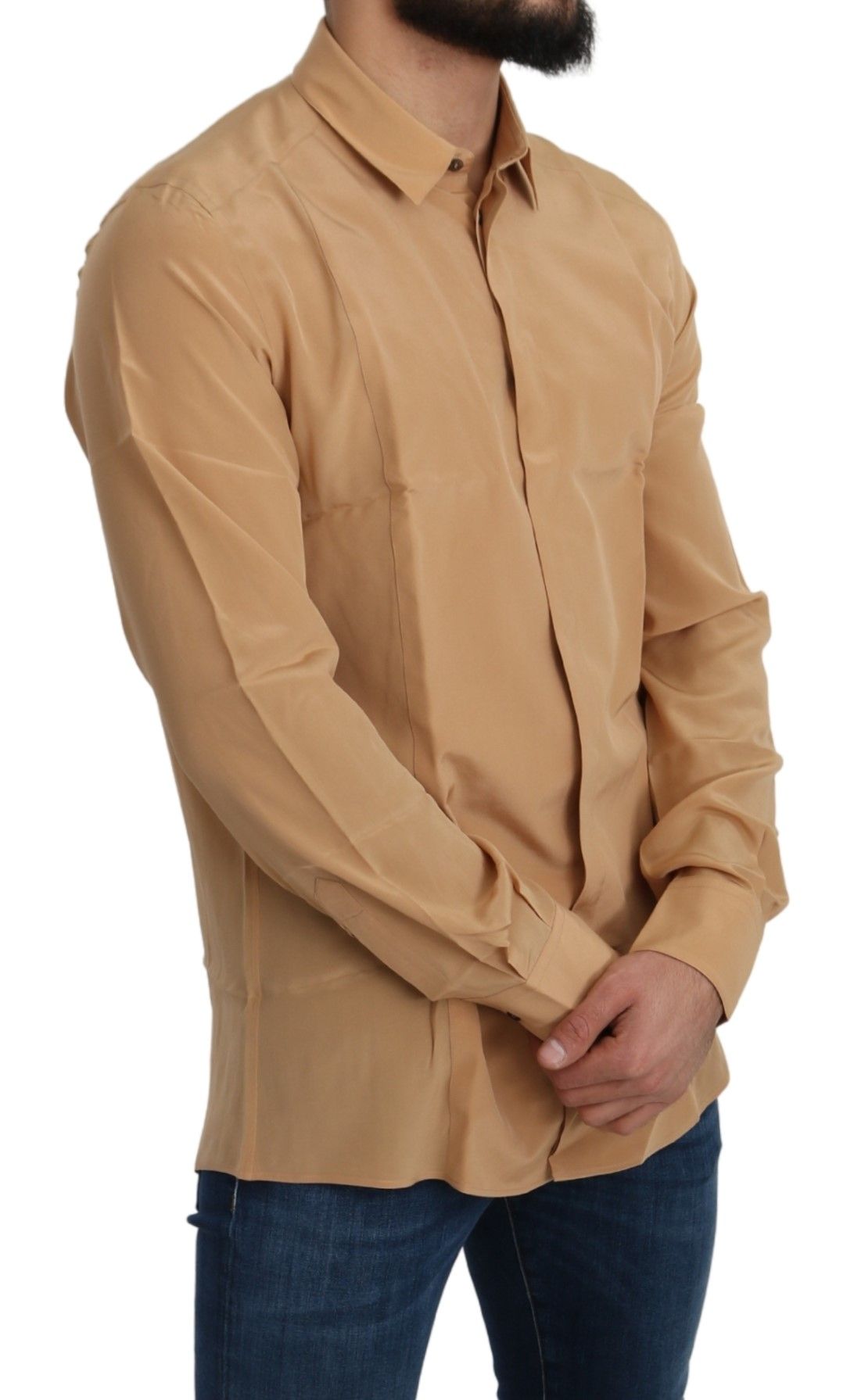 Elevate your elegance with the Dolce & Gabbana Elegant Yellow Silk Men's Formal Shirt, a testament to Italian craftsmanship and timeless sophistication for discerning tastes.